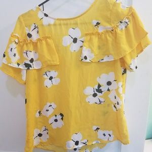 Yellow floral blouse